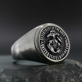 Us Marine Corps Round Shaped Navy Ring
