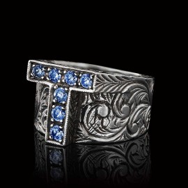 Unique Design Handmade Monogram T Bold Alphabet Ring
