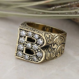 Unique Design Alphabet Monogram B Ring