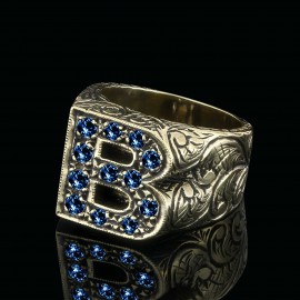 Unique Design Alphabet Monogram B Ring