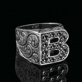 Unique Design Alphabet Monogram B Ring