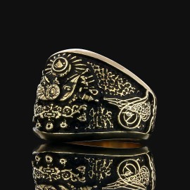 Unique Design Ottoman Style Coat of Arms Tughra Ring