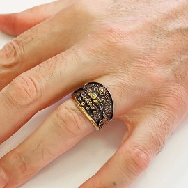 Unique Design Ottoman Style Coat of Arms Tughra Ring