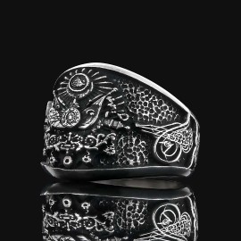 Unique Design Ottoman Style Coat of Arms Tughra Ring