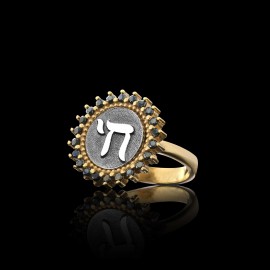 Unique Design Round Stone Chai Jewish Sterling Silver Women Ring
