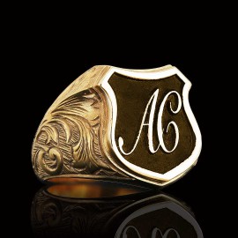 Unique Design Silver Motif A - C Letter Monogram Ring