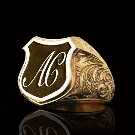 Unique Design Silver Motif A - C Letter Monogram Ring