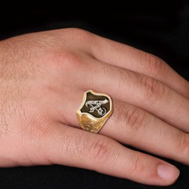 Unique Design Silver Motif A Letter Monogram Ring