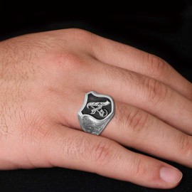 Unique Design Silver Motif A Letter Monogram Ring