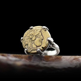 Unique Design Sterling Silver Athena Coin Women Ring