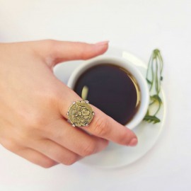 Unique Design Sterling Silver Athena Coin Women Ring