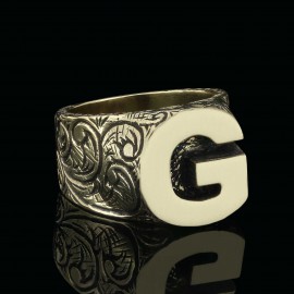 Unique Design Sterling Silver Letter  G Ring