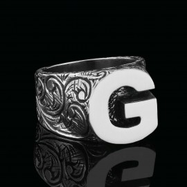 Unique Design Sterling Silver Letter  G Ring