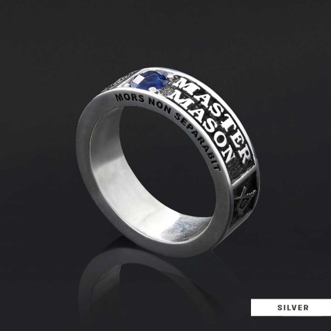 Unique Design Sterling Silver Master Mason Class Band Ring