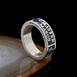 Unique Design Sterling Silver Master Mason Class Band Ring
