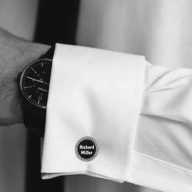Unique Handmade 925 Sterling Silver With Motifs Round Cufflinks