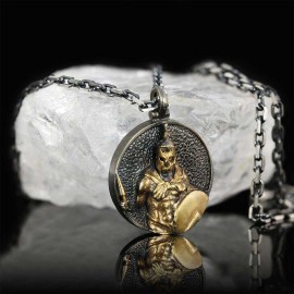 Unique Textured Round Spartan Men Necklace