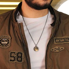 Unique Textured Round Spartan Men Necklace
