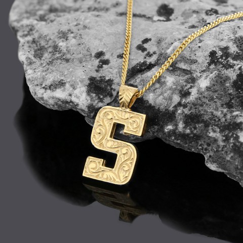 Unisex Special Design Letter Handmade Monogram S Sterling Silver Necklace
