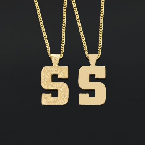 Unisex Special Design Letter Handmade Monogram S Sterling Silver Necklace
