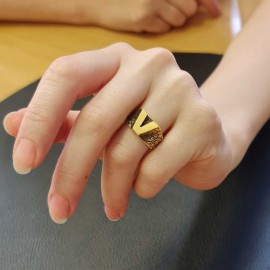 V Letter 925 Sterling Silver Women Ring