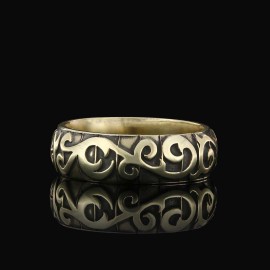 Ivy Pattern Embroidered Special Production Silver Wedding Ring
