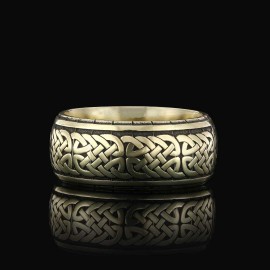 Handcrafted Wicker Pattern Silver Wedding Ring