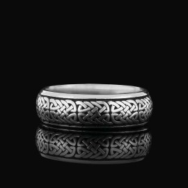 Handcrafted Wicker Pattern Silver Wedding Ring