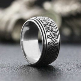 Thick Knitted Pattern 925 Silver Wedding Ring