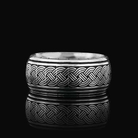 Thick Knitted Pattern 925 Silver Wedding Ring