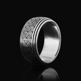 Thick Knitted Pattern 925 Silver Wedding Ring