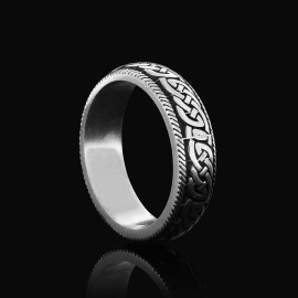 Chain Patterned Special Production Silver Wedding Ring
