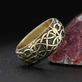Personalized Handmade Motif Sterling Silver Wedding Ring