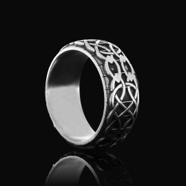 Personalized Handmade Motif Sterling Silver Wedding Ring