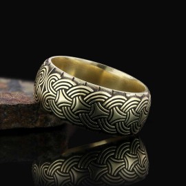 Ethnic Motif Embroidered Silver Wedding Ring