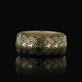 Ethnic Motif Embroidered Silver Wedding Ring