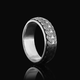 Ethnic Motif Embroidered Silver Wedding Ring
