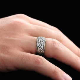 Chain Patterned Special Production Silver Wedding Ring