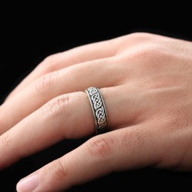 Chain Patterned Special Production Silver Wedding Ring