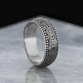 Special Design Modern Motif Silver Wedding Ring