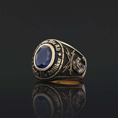 Zulfiqar Sword Ring, Muslim Ring, Dhulfiqar Sword Jewelry, Islamic Zulfiqar Stone With Ring, Hazrat Ali Lion Ring, Hz Ali Face Ring Gift